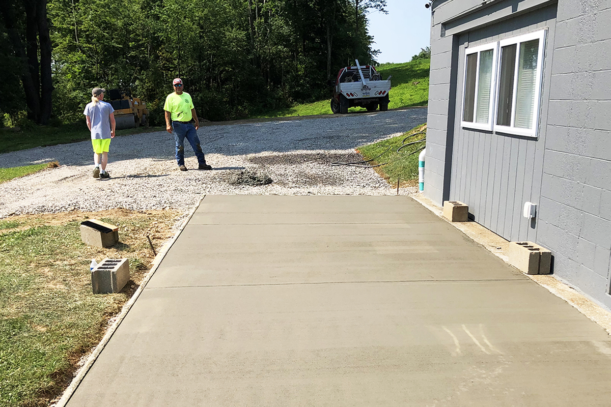Small concrete work being finished